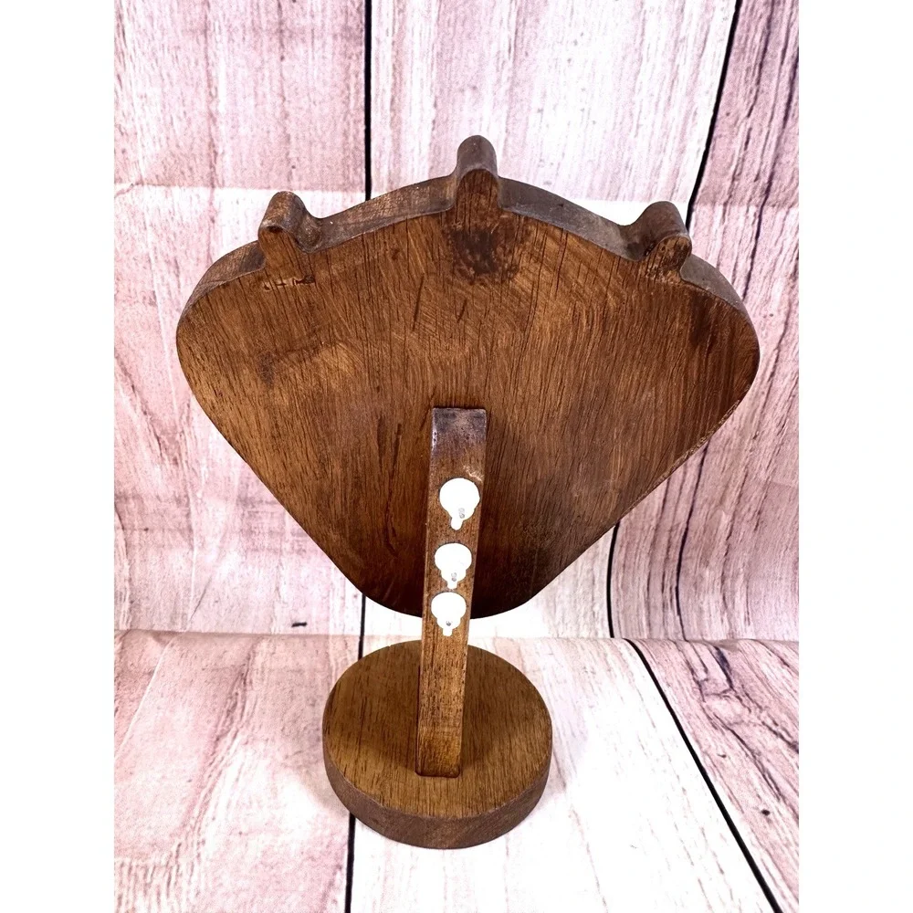 Jewerly Stand Display - Walnut Wood With Leather Mat 9 X 6 Necklace Display NWOT